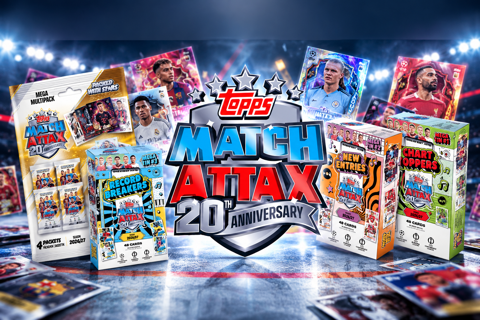 Break #14 – 2026/27 Topps Match Attax 20th Anniversary – 3× Mega Tin + 3× Mega Multipack