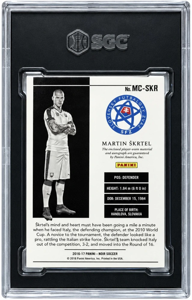 2016/17 Panini Noir #MC-SKR Martin Škrtel - AUTOGRAPHED MATERIAL /65 - SGC-8