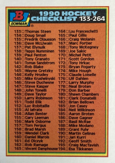 1990-91 Bowman #264 Checklist 133-264