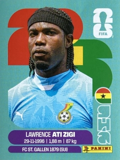 2026 FIFA World Cup Stickers #GHA02 Lawrence Ati Zigi
