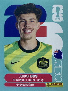 2026 FIFA World Cup Stickers #AUS06 Jordan Bos