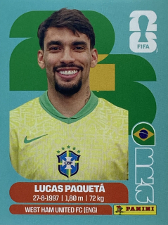 2026 FIFA World Cup Stickers #BRA09 Lucas Paquetá