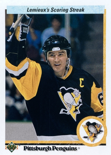 1990-91 Upper Deck #059 Mario Lemieux - LEMIEUX'S SCORING STREAK