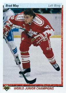 1990-91 Upper Deck #455 Brad May - WORLD JUNIOR CHAMPIONS