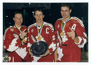 1990-91 Upper Deck #473 Kris Draper / Steven Rice / Eric Lindros - WORLD JUNIOR CHAMPIONS