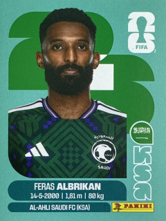 2026 FIFA World Cup Stickers #KSA18 Feras Albrikan