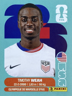 2026 FIFA World Cup Stickers #USA12 Timothy Weah