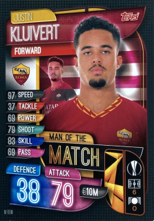 2019/20 Match Attax #M-ROM Justin Kluivert - MAN OF THE MATCH [AS Roma]