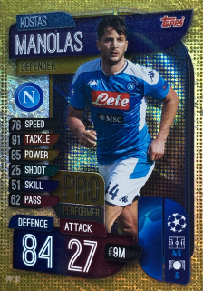 2019/20 Match Attax #PP10 Kostas Manolas - PRO PERFORMER GOLD [SSC Napoli]