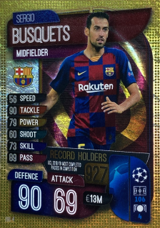 2019/20 Match Attax #RH4 Sergio Busquets - RECORD HOLDERS GOLD [FC Barcelona]