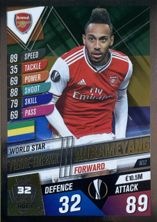 2019/20 Match Attax 101 #W32 Pierre-Emerick Aubameyang - WORLD STAR FOIL [Arsenal FC]