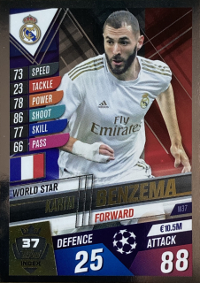 2019/20 Match Attax 101 #W37 Karim Benzema - WORLD STAR FOIL [Real Madrid C.F.]