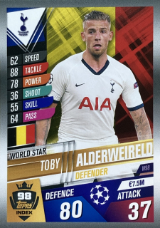 2019/20 Match Attax 101 #W98 Toby Alderweireld - WORLD STAR [Tottenham Hotspur]
