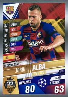 2019/20 Match Attax 101 #W99 Jordi Alba - WORLD STAR [FC Barcelona]