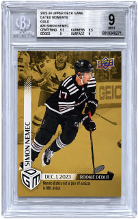 2023-24 Game Dated Moments #28 Šimon Nemec - ROOKIE DEBUT GOLD /100 - BGS-9
