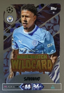2026/27 Match Attax UCC #041 Savinho - MAN OF THE MATCH WILDCARD [Manchester City]