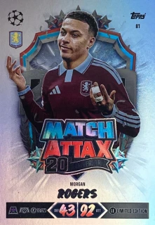 2026/27 Match Attax UCC #081 Morgan Rogers - 20TH ANNIVERSARY LIMITED EDITION [Aston Villa]