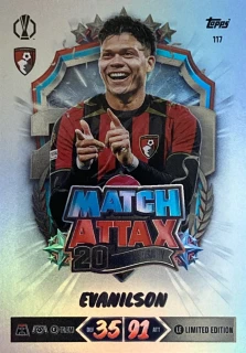 2026/27 Match Attax UCC #117 Evanilson - 20TH ANNIVERSARY LIMITED EDITION [AFC Bournemouth]