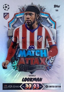 2026/27 Match Attax UCC #189 Ademola Lookman - 20TH ANNIVERSARY LIMITED EDITION [Atlético de Madrid]