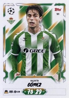 2026/27 Match Attax UCC #191 Valentín Gómez [Real Betis Balompié]