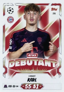 2026/27 Match Attax UCC #216 Lennart Karl - ATTAX DEBUTANT [FC Bayern München]