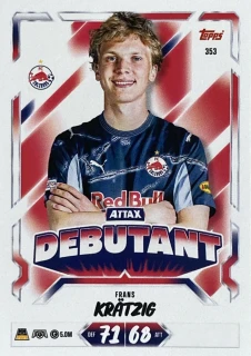 2026/27 Match Attax UCC #353 Frans Krätzig - ATTAX DEBUTANT [FC Salzburg]