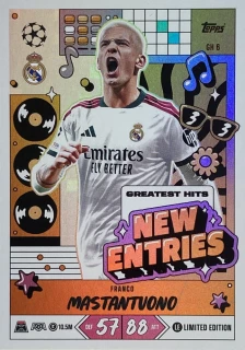 2026/27 Match Attax UCC #GH06 Franco Mastantuono - NEW ENTRIES [Real Madrid CF]