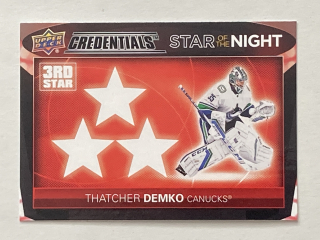 2021-22 UD Credentials #3S-2 Thatcher Demko - STAR OF THE NIGHT