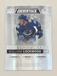 2021-22 UD Credentials #079 William Lockwood - DEBUT TICKET ACCESS /999