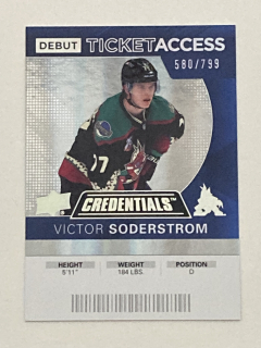 2021-22 UD Credentials #131 Victor Soderstrom - DEBUT TICKET ACCESS /799