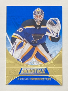2021-22 UD Credentials BLUE #050 Jordan Binnington /99