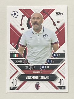 2024/25 Topps Match Attax Extra #126 Vincenzo Italiano - MANAGER [Bologna FC 1909]