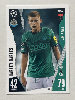 2023/24 Topps Match Attax Extra #076 Harvey Barnes - AWAY KIT [Newcastle United F.C.]