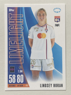 2023/24 Topps Match Attax Extra #172 Lindsey Horan - LIMELIGHT [Olympique Lyonnais]
