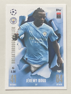 2023/24 Topps Match Attax Extra #217 Jérémy Doku - BREAKTHROUGH BALLER [Manchester City]