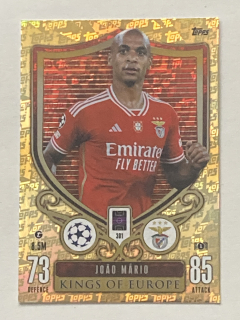 2023/24 Topps Match Attax Extra #301 João Mário - KINGS OF EUROPE [SL Benfica Lisboa]