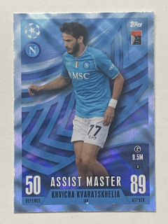 2023/24 Topps Match Attax Extra Parallel #148 Khvicha Kvaratskhelia - ASSIST MASTER - CRYSTAL [SSC Napoli]