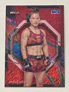 2024 Topps Finest UFC #017 Zhang Weili - RED SHIMMER REFRACTOR